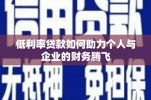 魏县低利率贷款如何助力个人与企业的财务腾飞
