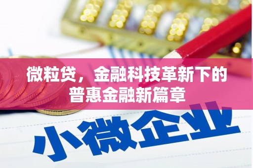 魏县微粒贷，金融科技革新下的普惠金融新篇章